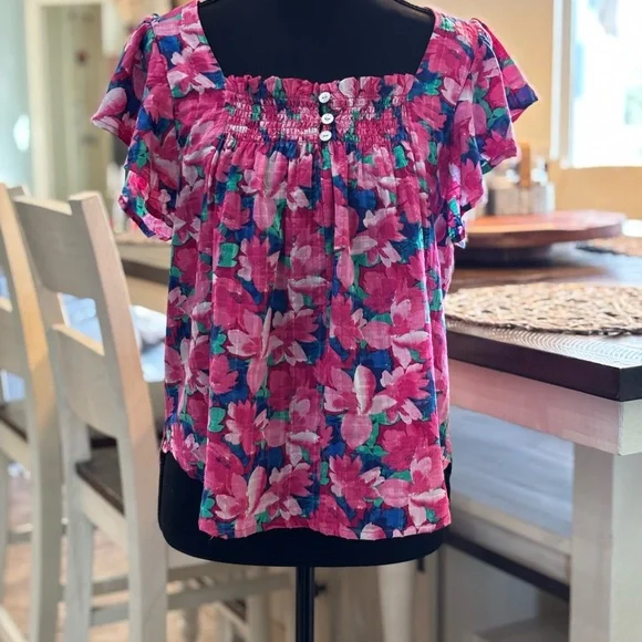 🌸💙 Draper James 💙🌸 Pink and Blue Floral Blouse Size (S) - Picture 4 of 10